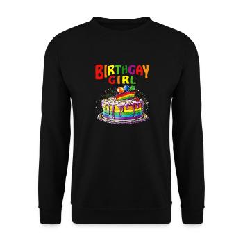 CAKE BIRTHGAY GIRL - Unisex Sweatshirt - black - Front - Alina (178cm) & Michal (187cm)