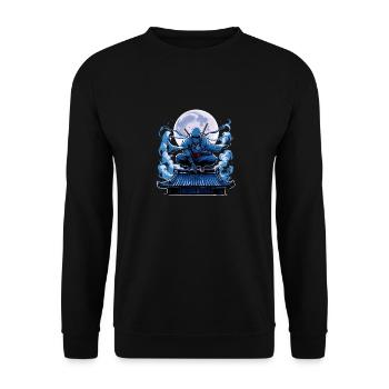 Mysteriöser Ninja-Krieger bei Vollmond für einen - Unisex Pullover - Schwarz - Vorne - Alina (178cm) & Michal (187cm)