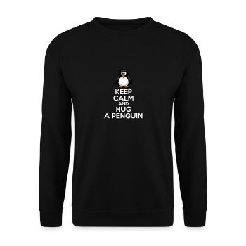 Restez calme et étreignez un pingouin Jeu de mots sur les animaux - Sweat-shirt Unisexe - noir - Devant - Alina (178cm) & Michal (187cm)