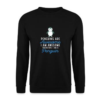 Penguins Are Awesome I Am Awesome Cute Penguin Pun - Unisex Sweatshirt - black - Front - Alina (178cm) & Michal (187cm)