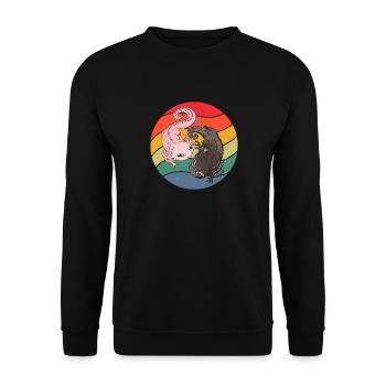 Ying and Yang Axolotl - Unisex Sweatshirt - black - Front - Alina (178cm) & Michal (187cm)