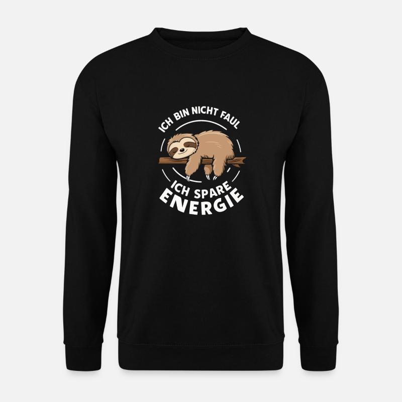 Faultier Faultiere Tier Schlafen Faul - Unisex Pullover - Schwarz