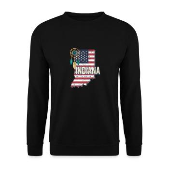 Indiana United States Map Souvenir - Unisex Sweatshirt - black - Front - Alina (178cm) & Michal (187cm)