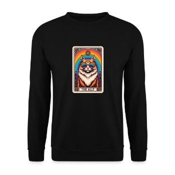 Carte de Tarot, Chat, L’Allié, Arc-en-ciel, Chat LGBTQ - Sweat-shirt Unisexe - noir - Devant - Alina (178cm) & Michal (187cm)
