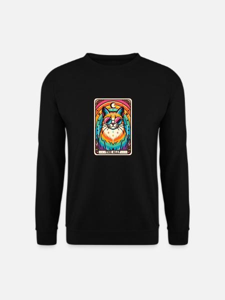 Tarotkarte Katze The Ally, Regenbogen LGBTQ Katze - Unisex Pullover - Schwarz