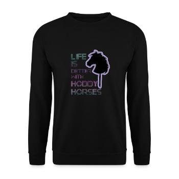 LA VIE EST MEILLEURE AVEC LES CHEVAUX DE LOISIR - Sweat-shirt Unisexe - noir - Devant - Alina (178cm) & Michal (187cm)