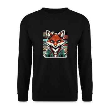 Design hipster rétro renard - Sweat-shirt Unisexe - noir - Devant - Alina (178cm) & Michal (187cm)