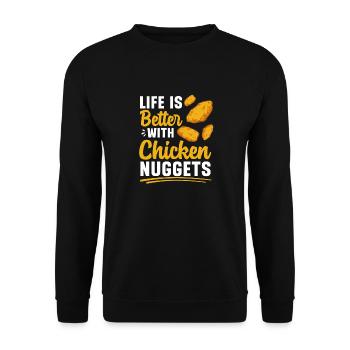 Chicken Nugget Liebhaber Chicken Nuggets - Unisex Pullover - Schwarz - Vorne - Alina (178cm) & Michal (187cm)