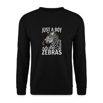 Funny Zebra Animal Just A Boy Who Loves Zebras - Unisex Sweatshirt - black - Front - Alina (178cm) & Michal (187cm)
