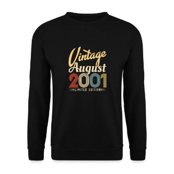 Août 2001 Vintage Rétro Cadeau Anniversaire 2001 - Sweat-shirt Unisexe - noir - Devant - Alina (178cm) & Michal (187cm)