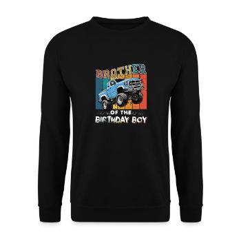 Frère de la fête Monster Truck Birthday Boy - Sweat-shirt Unisexe - noir - Devant - Alina (178cm) & Michal (187cm)