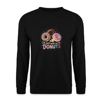 I'm Just Here For The Donuts für einen - Unisex Pullover - Schwarz - Vorne - Alina (178cm) & Michal (187cm)