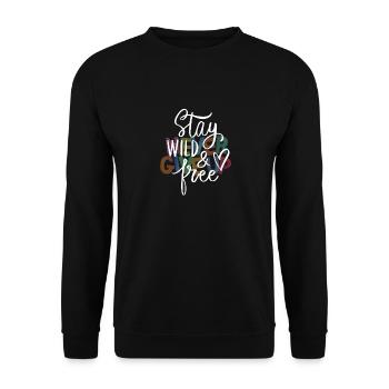 Wild und frei Nicht aufgeben Mut Freiheit Leben - Unisex Pullover - Schwarz - Vorne - Alina (178cm) & Michal (187cm)