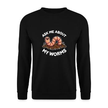 Ask me about my Worms Funny Composter Gardening - Unisex Sweatshirt - black - Front - Alina (178cm) & Michal (187cm)