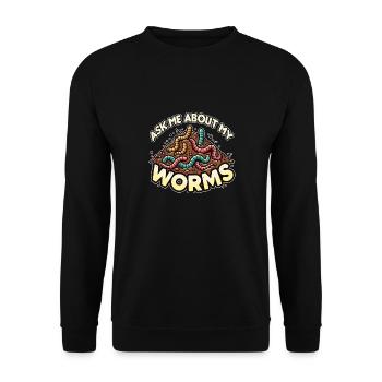 Posez-moi des questions sur mon jardinage Worms Funny Composter - Sweat-shirt Unisexe - noir - Devant - Alina (178cm) & Michal (187cm)
