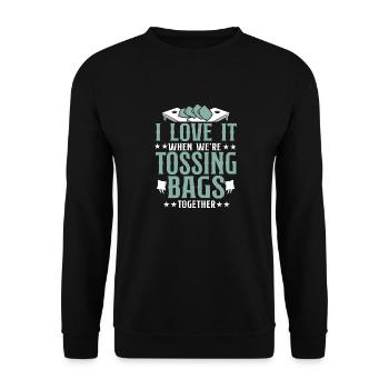 Cornhole Team Bean Bag Player - Unisex Pullover - Schwarz - Vorne - Alina (178cm) & Michal (187cm)