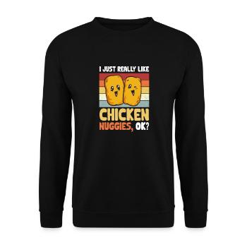 Chicken Nugget Liebhaber Chicken Nuggets - Unisex Pullover - Schwarz - Vorne - Alina (178cm) & Michal (187cm)