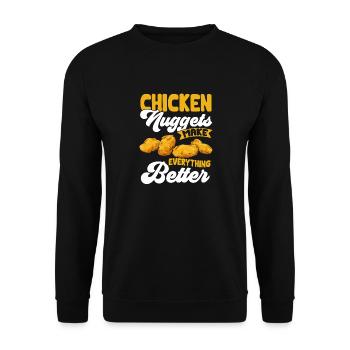 Chicken Nugget Liebhaber Chicken Nuggets - Unisex Pullover - Schwarz - Vorne - Alina (178cm) & Michal (187cm)