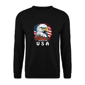 SEEADLER BIRTH IN USA - Unisex Pullover - Schwarz - Vorne - Alina (178cm) & Michal (187cm)