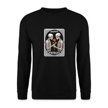 PLAYING CARD HAPPY BIRTHGAY - Unisex Sweatshirt - black - Front - Alina (178cm) & Michal (187cm)