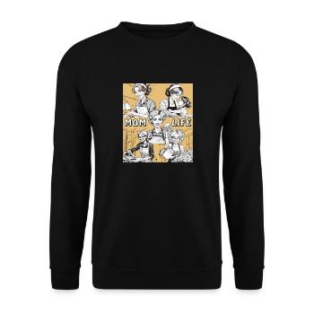 FRAU HAUSARBEIT MOM LIFE - Unisex Pullover - Schwarz - Vorne - Alina (178cm) & Michal (187cm)