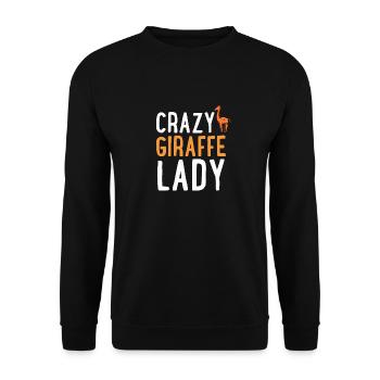Verrückte Giraffe Dame T-Shirt - Wortspiel Große Tierliebhaber - Unisex Pullover - Schwarz - Vorne - Alina (178cm) & Michal (187cm)