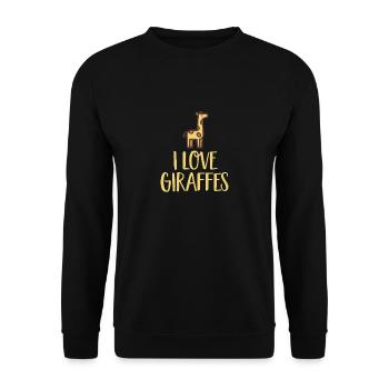 Ich liebe Giraffen Lustige Große Tier Liebhaber Giraffe - Unisex Pullover - Schwarz - Vorne - Alina (178cm) & Michal (187cm)