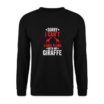 Sorry I Can't I have Plans With My Giraffe Animal - Unisex Sweatshirt - black - Front - Alina (178cm) & Michal (187cm)