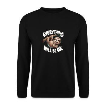 Motivierendes Faultier Alles wird gut - Unisex Pullover - Schwarz - Vorne - Alina (178cm) & Michal (187cm)