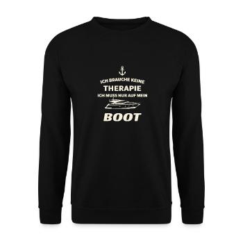 Ich Muss Nur Auf Mein Boot für einen - Unisex Pullover - Schwarz - Vorne - Alina (178cm) & Michal (187cm)