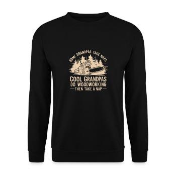 Certains papys font la sieste, les grands-pères cool font du boiserie - Sweat-shirt Unisexe - noir - Devant - Alina (178cm) & Michal (187cm)