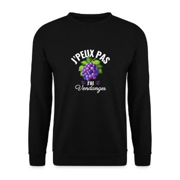 Je Peux Pas J'ai Vendanges Vigneron Vendangeur - Sweat-shirt Unisexe - noir - Devant - Alina (178cm) & Michal (187cm)