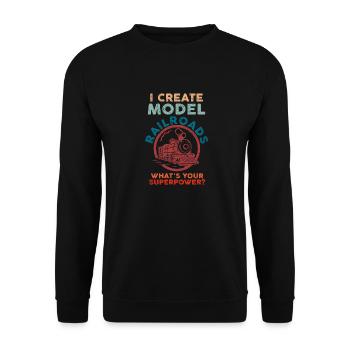 I Create Model Railroads Superpower - Unisex Sweatshirt - black - Front - Alina (178cm) & Michal (187cm)