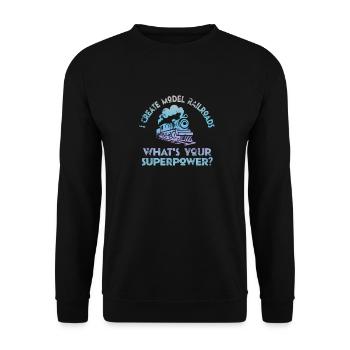 I Create Model Railroads Superpower - Unisex Sweatshirt - black - Front - Alina (178cm) & Michal (187cm)