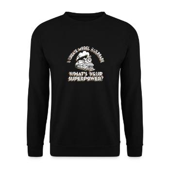 I Create Model Railroads Superpower - Unisex Sweatshirt - black - Front - Alina (178cm) & Michal (187cm)