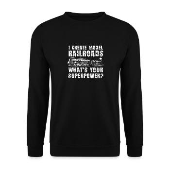 I Create Model Railroads Superpower - Unisex Sweatshirt - black - Front - Alina (178cm) & Michal (187cm)