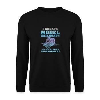 I Create Model Railroads Superpower - Unisex Sweatshirt - black - Front - Alina (178cm) & Michal (187cm)