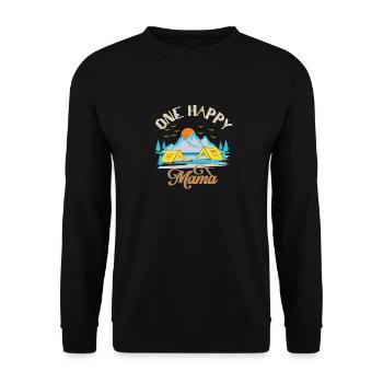 Camping Berge Zelt Happy Geschenk T - Shirt - Unisex Pullover - Schwarz - Vorne - Alina (178cm) & Michal (187cm)