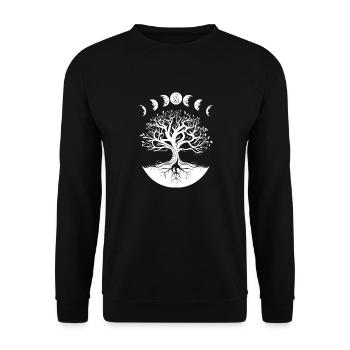 Moon Phases Tree of Life - Unisex Pullover - Schwarz - Vorne - Alina (178cm) & Michal (187cm)