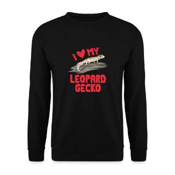 Leopardgecko Reptil Haustier Gecko - Unisex Pullover - Schwarz - Vorne - Alina (178cm) & Michal (187cm)