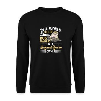 Leopardgecko Reptil Haustier Gecko - Unisex Pullover - Schwarz - Vorne - Alina (178cm) & Michal (187cm)