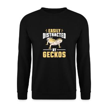 Leopardgecko Reptil Haustier Gecko - Unisex Pullover - Schwarz - Vorne - Alina (178cm) & Michal (187cm)