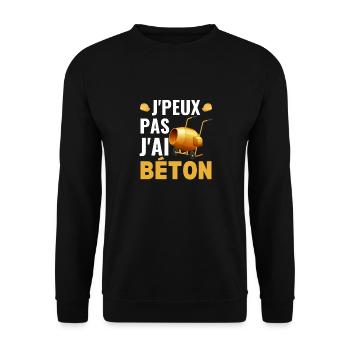 J'Peux Pas J'Ai Béton Camion Toupie Ciment Ouvrier - Sweat-shirt Unisexe - noir - Devant - Alina (178cm) & Michal (187cm)