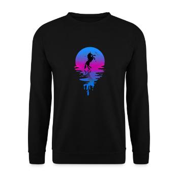 Sonnenuntergang Einhorn - Unisex Pullover - Schwarz - Vorne - Alina (178cm) & Michal (187cm)