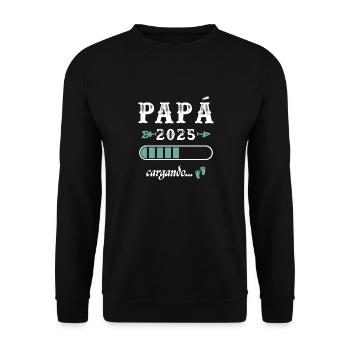Papa 2025 Loading Geschenk Zukunft Vater - Unisex Pullover - Schwarz - Vorne - Alina (178cm) & Michal (187cm)