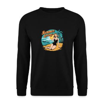 Retro Summer Loving Beach Vibes für einen - Unisex Pullover - Schwarz - Vorne - Alina (178cm) & Michal (187cm)