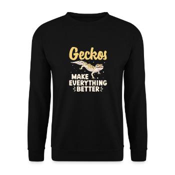 Leopard Gecko Reptile Pet Gecko - Unisex Sweatshirt - black - Front - Alina (178cm) & Michal (187cm)