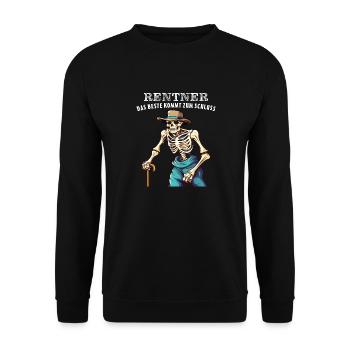 RENTNER DAS BESTE KOMMT ZUM SCHLUSS - Unisex Pullover - Schwarz - Vorne - Alina (178cm) & Michal (187cm)