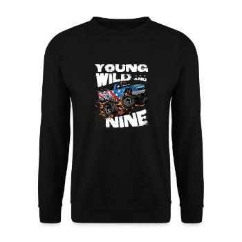 Monster Truck 9e anniversaire Boy Party - Jeune, - Sweat-shirt Unisexe - noir - Devant - Alina (178cm) & Michal (187cm)