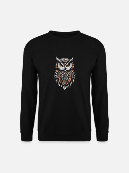 Orange Geometric Owl - Unisex Sweatshirt - black